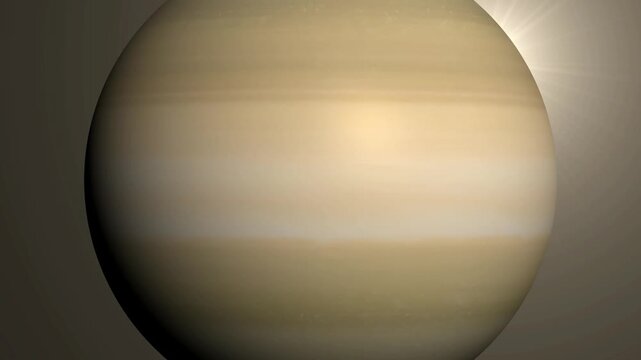 Saturn  sphere with subtle striations rotating slowly in dim studio lighting