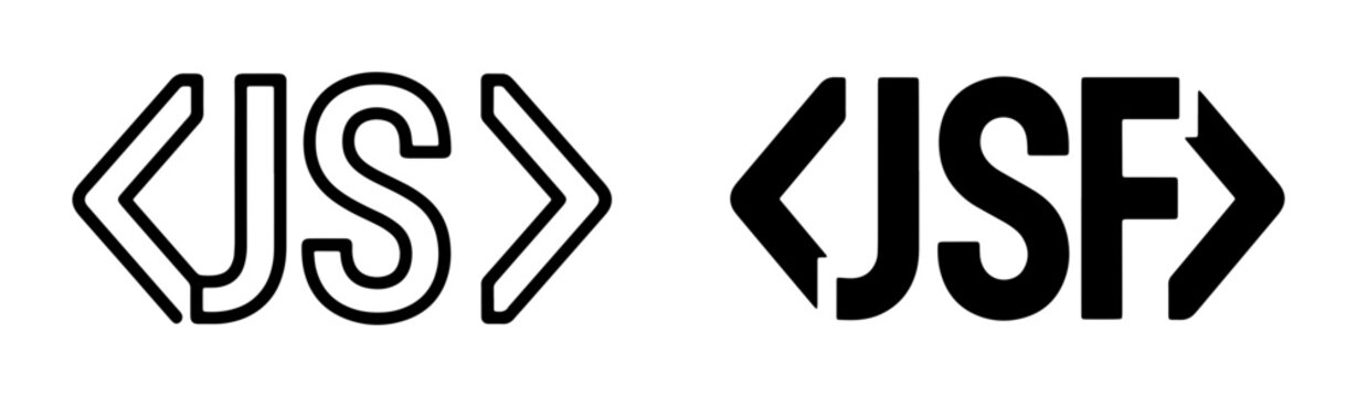 JS and JSF Code Snippets, Programming Language Symbols, Web Development Icons, Software Engineering Logos, Digital Technology Graphics