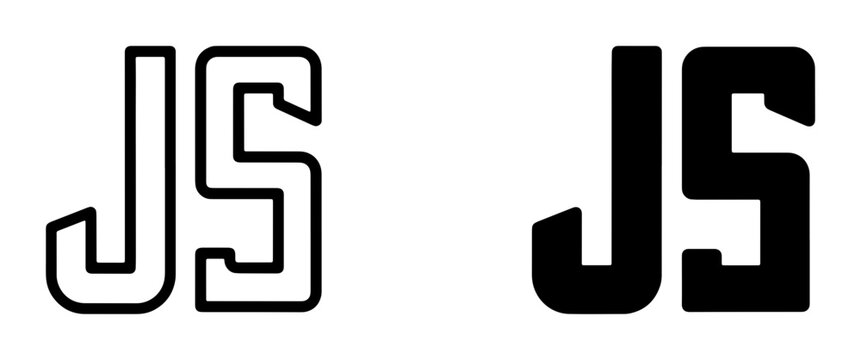 JS Monogram Logo, Bold Black Lettermark, Outline Graphic Design