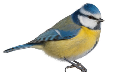 Blue tit bird with yellow and blue feathers, isolated on transparent background © Maria