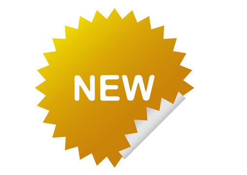 A vibrant yellow starburst badge announces new product.
