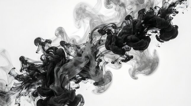 An ethereal dance of ink and water a captivating black and white abstract exploration of fluid dynamics and artistic expression in motion