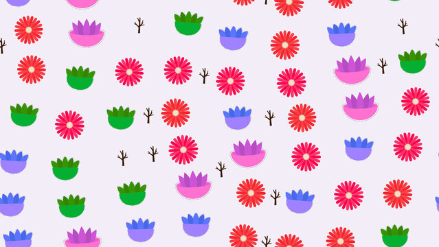 Stylized floral pattern with branches