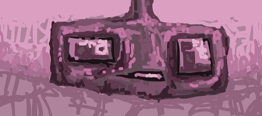 Abstract face. The picture is painted by hand on a tablet. © neurostructure