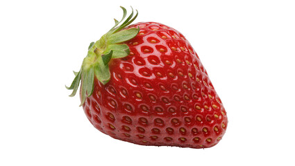 Ripe red strawberry with green leaves, isolated on transparent background © Veaceslav