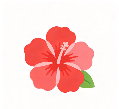 Red Hibiscus Flower Flat Illustration National Flower of Malaysia
