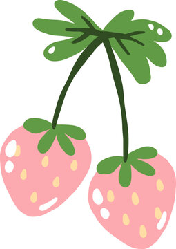 cute strawberry fruit vector cartoon illustration