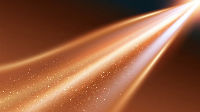 Golden light beams with floating particles against dark background, abstract radiant glow with warm amber tones and soft diffusion