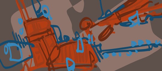 Abstract image for printing. Picture for modern interiors. The picture is painted by hand on a tablet. © neurostructure