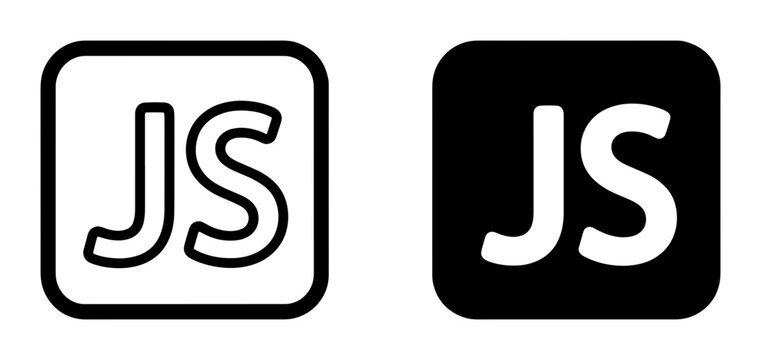 JS Monogram Icons, Two Styles: Outline and Solid Fill, Square Logo Graphics