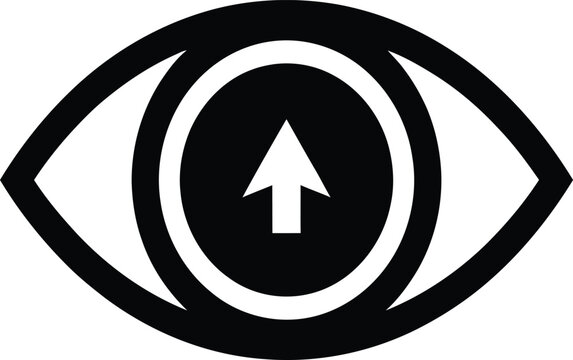 All seeing eye with upward arrow symbolizing vision and direction