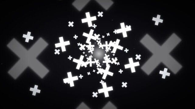 Abstract white cross tunnel background loop with glowing Christian