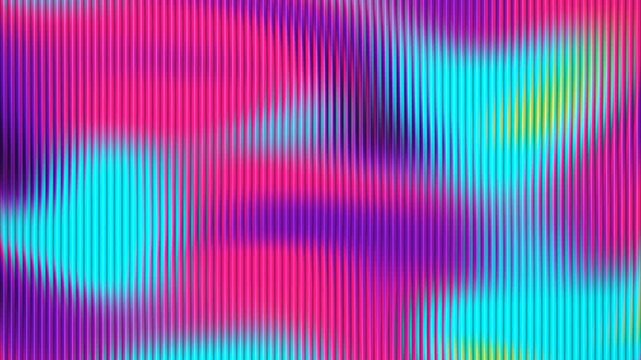 Abstract neon fluid motion with vertical line texture. 4K Video