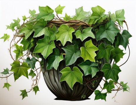 isolated cutout of an ivy plant on a white background ideal for photobashing matte painting concept art
