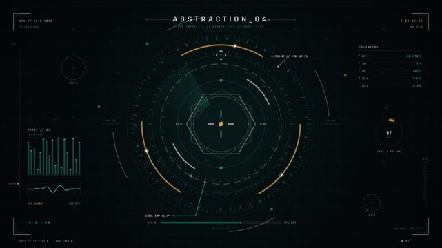 Futuristic Sci-Fi HUD User Interface with Radar Sweep and Telemetry