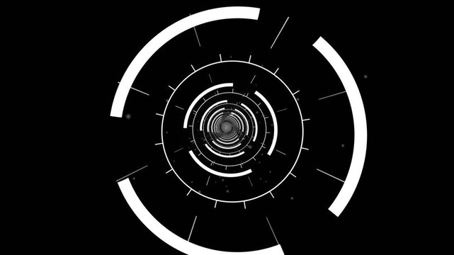 Abstract Black And White Sci Fi Tunnel Motion Background Loop