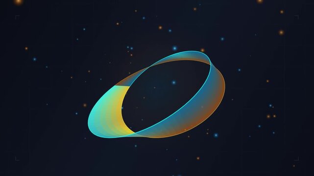Glowing Mobius Strip Rotating in Deep Space with Starfield Background
