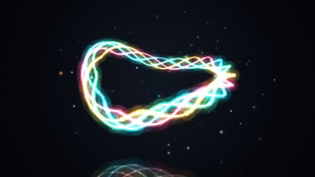 Colorful Neon Strips Looping Animation Creating Dynamic Shape on Dark
