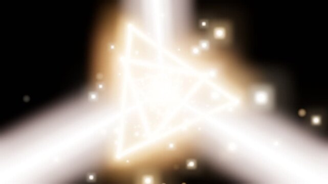 Gold and White Triangle Neon Tunnel with Floating Particles Loop