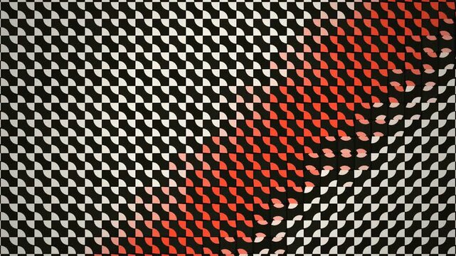 Abstract geometric pattern loop with shifting red and black optical