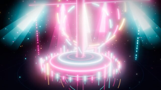 Futuristic neon stage background loop with glowing lights and glowing