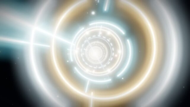 Futuristic Glowing Light Tunnel Animation with Abstract Neon Rings