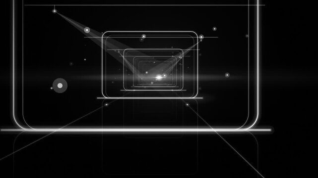 Glowing White Neon Stage Tunnel Background Loop with Futuristic
