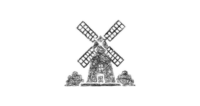 Sketch windmill icon animation - smooth progressive reveal