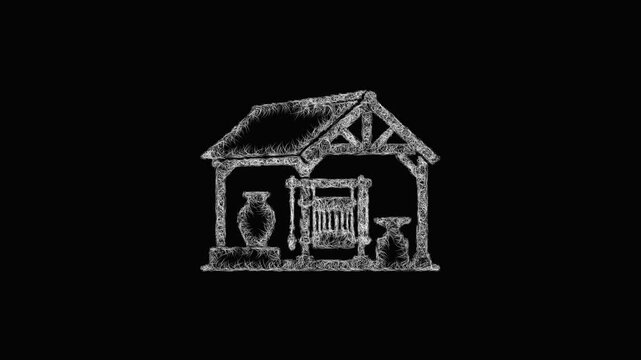 Sketch traditional workshop icon animation - smooth progressive reveal