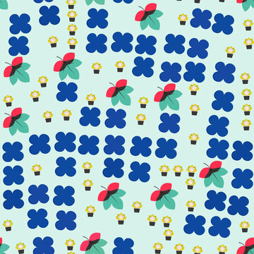 Abstract Floral and Clover Pattern