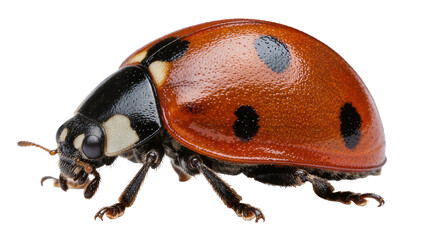Orange ladybug with black spots, isolated on transparent background © Denis