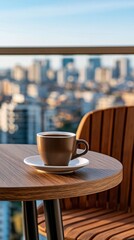 Obraz premium Cityscape morning coffee view from a balcony