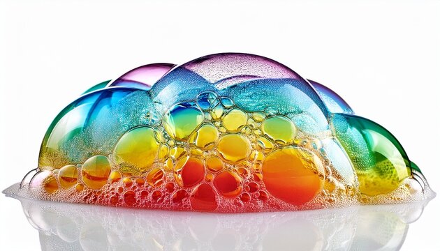 soap foam colorful bubbles isolated on white