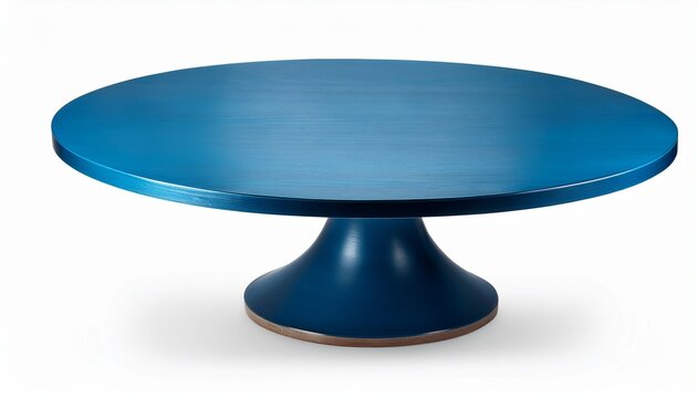modern blue round table isolated on a transparent or white background cut out
