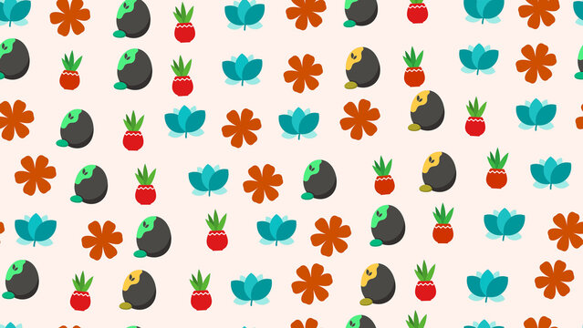 Stylized floral and plant pattern
