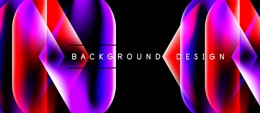 Abstract vibrant design features flowing shapes, bold colors, text background design centered on black space. Modern, dynamic composition.