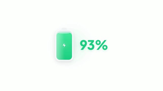 Battery icon charging status indicator showing high percentage level on clean background