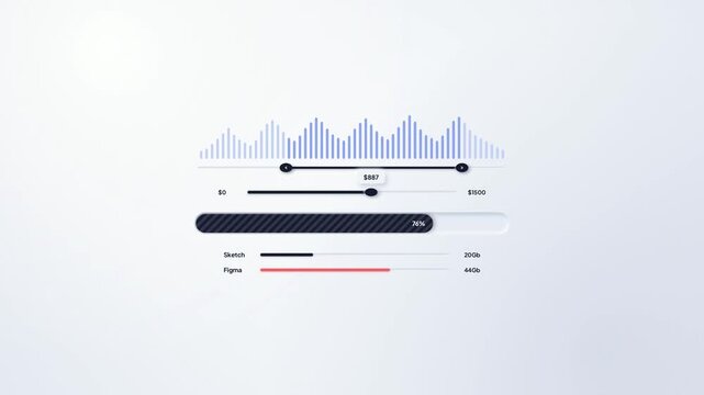 User interface slider control and audio wave graphic element for web design layout