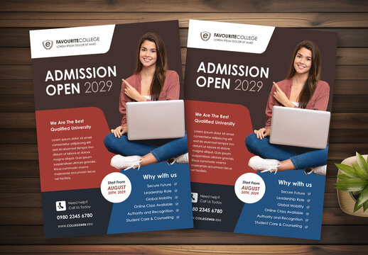 University Admission Open Flyer Template Colour Red