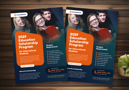Business Education Scholarship Flyer Template Colour Orange