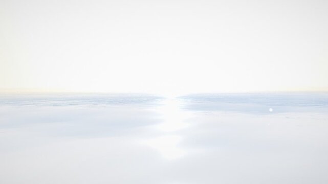 Endless bright white abstract cloud horizon background with soft sun