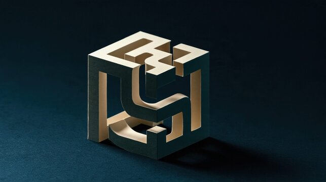 Abstract geometric sculpture showcasing an impossible object