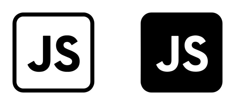JavaScript JS Icons, Set of Two, Black and White, Simple Square Logos for Web Development and Programming