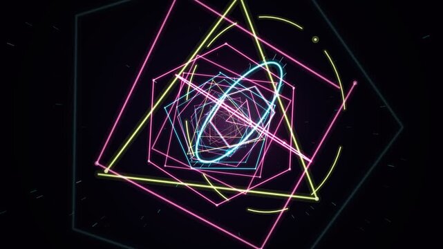 Abstract VJ neon shapes tunnel looping animation for music videos and