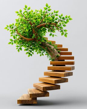 Growth path nature stairs tree conceptual illustration
