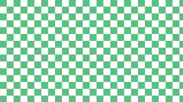 Seamless scrolling green and white checkered pattern, looping animated background for video titles and streams, 4K 58 seconds