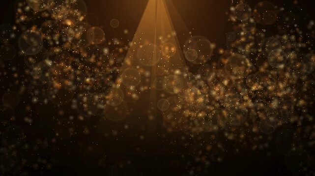 Luxury Golden Bokeh Particles with Spotlight Rays Background Loop