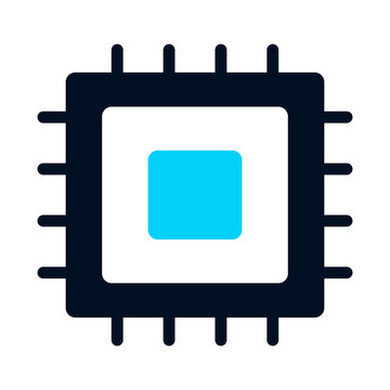 Processor Chip Icon with Cyan Center