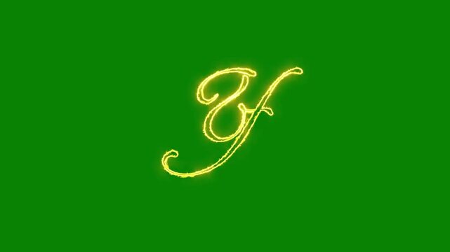 Glowing yellow gold letter Y alphabet animation neon typography with chroma key green screen 4K