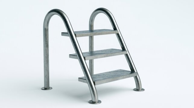 Stainless Steel Swimming Pool Ladder Isolated on White Background